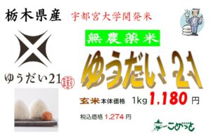 栃木県産 無農薬米「ゆうだい21」入荷しました！